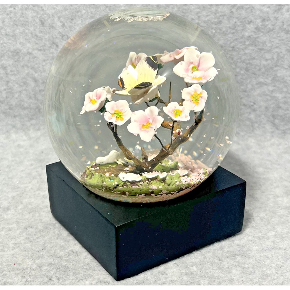 CoolSnowGlobes Butterfly On Branch Glass Snow Globe‎ Cherry Blossom Tree Decor